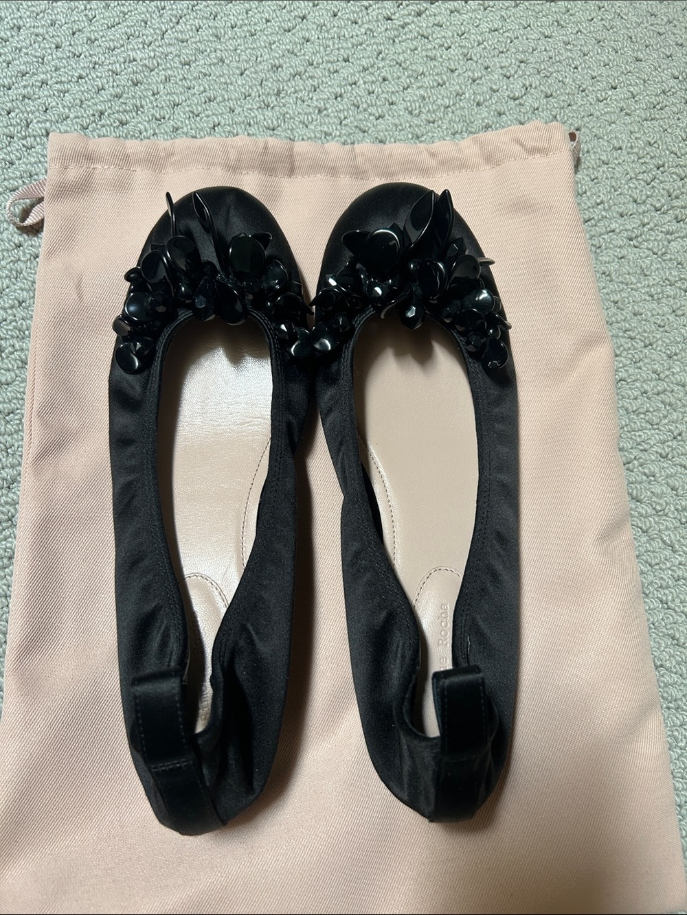 Simone Rocha Embellished Satin Flat in Black Size 9 NWOB